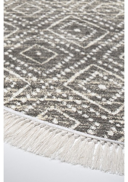 Dijital Salon Halısı Trend Keçe Kaymaz Taban Saçaklı Yuvarlak Iskandinav Liz Gri fırsatları