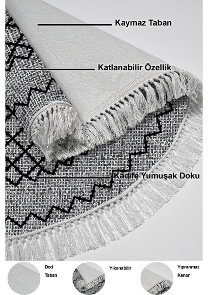 Dijital Salon Halısı Trend Keçe Kaymaz Taban Saçaklı Yuvarlak Modern Christie Gri indirimleri