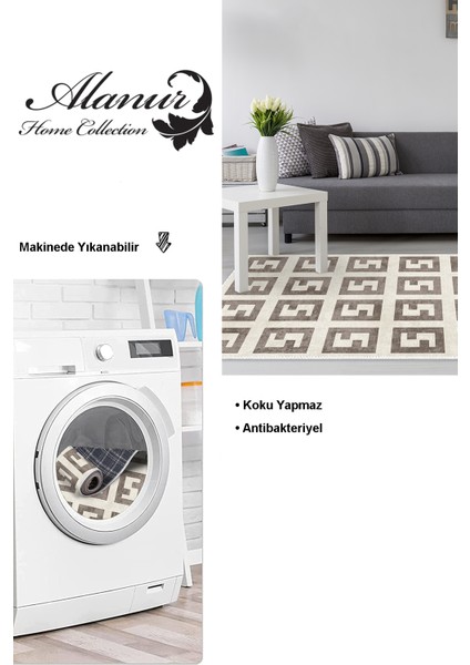 Dijital Salon Halısı Star Pamuk Kaymaz Taban Modern Tess Bej