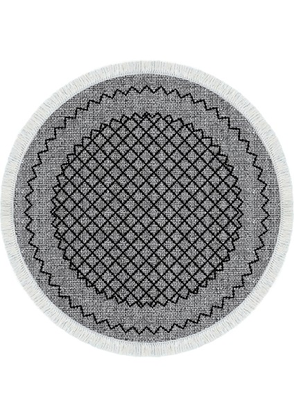 Dijital Salon Halısı Yıldız Deri Kaymaz Taban Saçaklı Yuvarlak Modern Christie Gri fiyatları