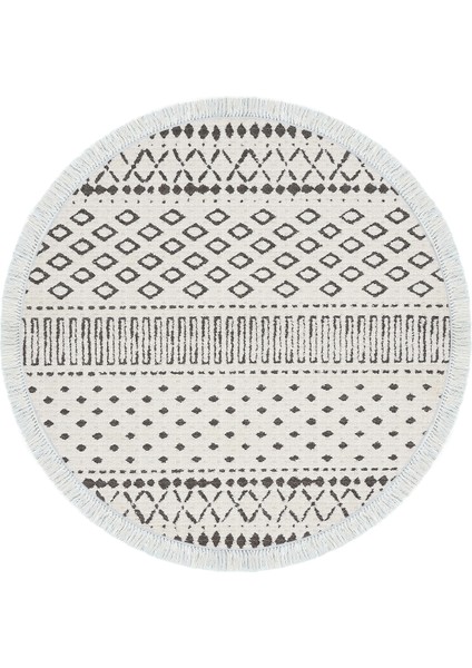 Dijital Salon Halısı Star Pamuk Kaymaz Taban Saçaklı Yuvarlak Iskandinav Cade Bej fiyatları