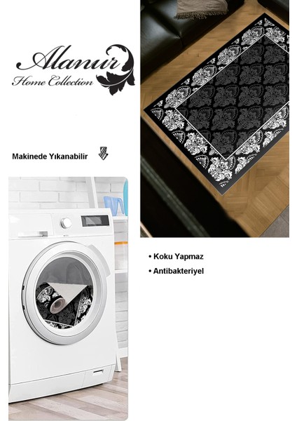 Dijital Salon Halısı Trend Keçe Kaymaz Taban Modern Yolanda Siyah modelleri
