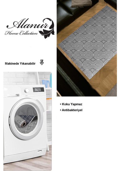Dijital Salon Halısı Star Pamuk Kaymaz Taban Modern Bobbie Gri