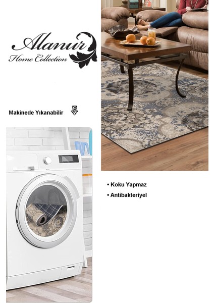Dijital Salon Halısı Star Pamuk Kaymaz Taban Modern Brenna Krem modelleri