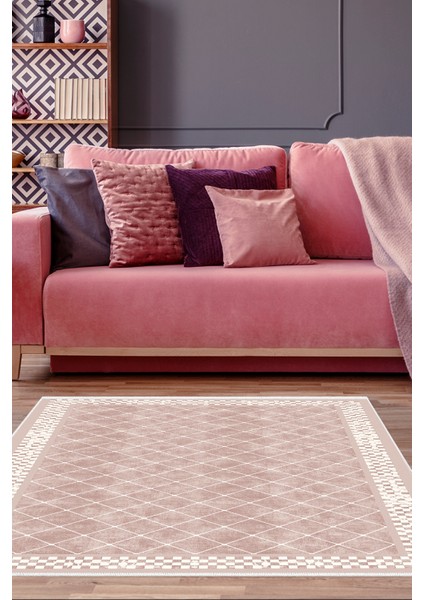 Dijital Salon Halısı Star Pamuk Kaymaz Taban Modern Krystalyn Pudra