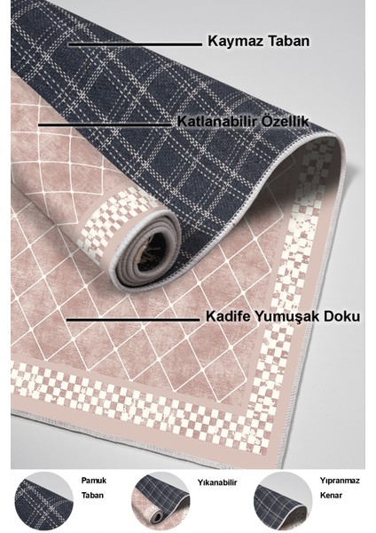 Dijital Salon Halısı Star Pamuk Kaymaz Taban Modern Krystalyn Pudra indirimleri
