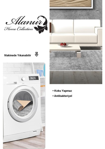 Dijital Salon Halısı Yıldız Deri Kaymaz Taban Saçaklı Modern Vanessa Gri modelleri
