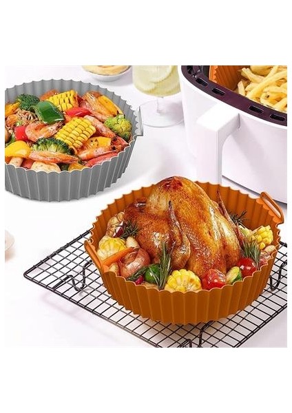 Buffer® Siyah Silikon Fırın ve Airfryer Yuvarlak Model 23 cm ve Vizon Pişirme Matı 20 cm