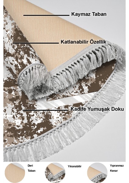 Dijital Salon Halısı Yıldız Deri Kaymaz Taban Saçaklı Oval Iskandinav Roxanne Kahve