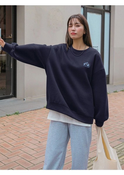 Kadın Arid Mountain Baskılı Oversize Sweatshirt