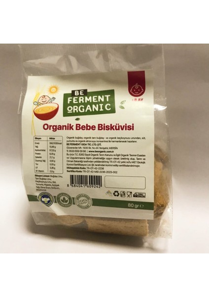 Organik Bebek Bisküvisi 80 gr