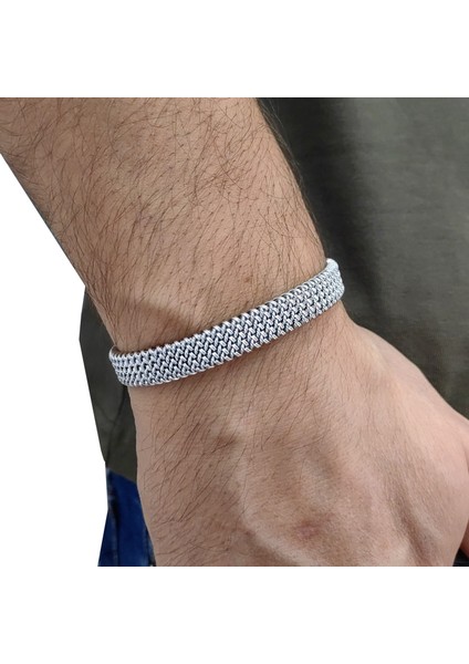 10 Mm. Hasır Kelepçe Dizayn Çelik Erkek Bileklik EU23BY