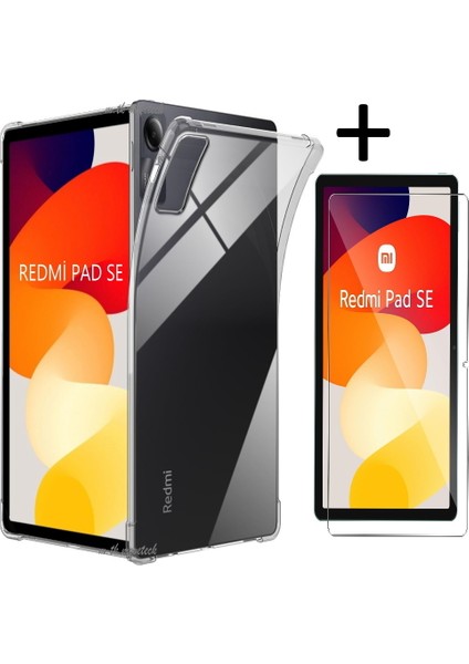 Redmi Pad Se 11 Inç Tablet Kılıfı ve Ekran Koruyucu Nano Cam Set Ön Arka Tam Kaplama 2 In 1