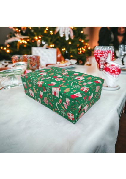 İtalyan Premium Yılbaşı Hediye Paketleme Ambalaj Kağıdı Rulo No:566C 70x200 cm