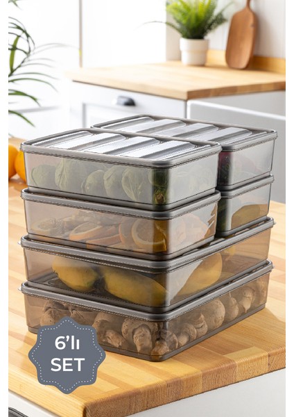 6lı Bella Buzdolabı Düzenleyici Antrasit 2x(3,5 Litre) 4x(1,75 Litre)