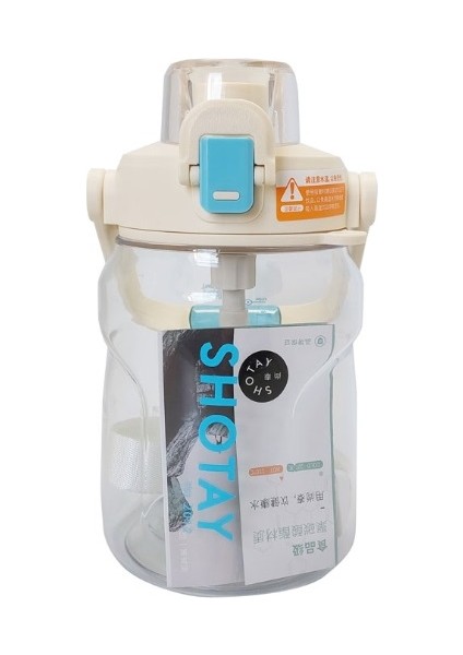 ST-7313 Pipetli Askılı Tritan Matara 1000 ml Beyaz