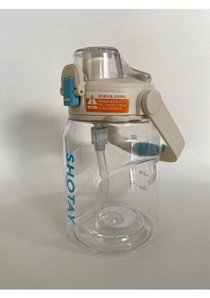 ST-7313 Pipetli Askılı Tritan Matara 1000 ml Beyaz