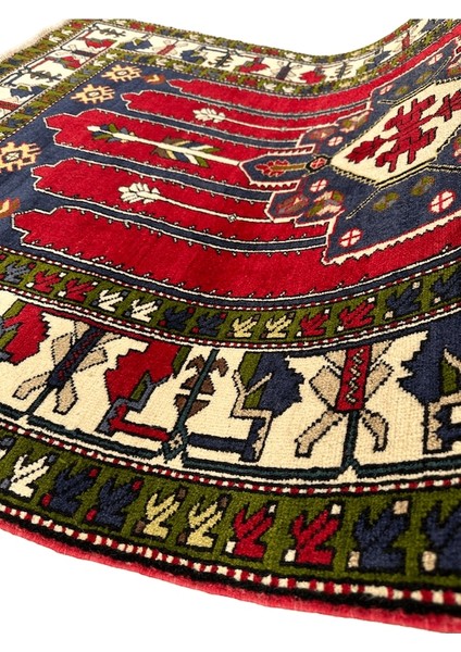 El Dokuma Sıfır Kazak Halısı 130X190 Kırmızı Yeşil %100 Yün Halı indirimleri