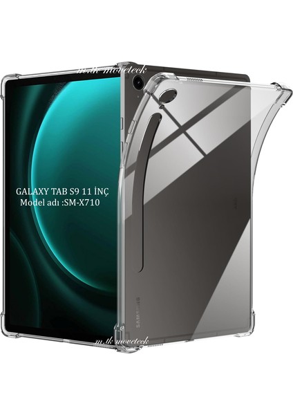 Samsung Galaxy Tab S9 11 Inç SM-X710 Tablet Kılıf Arkası Şeffaf Köşe Korumalı Darbe Önleyici Anti Shock Şeffaf Silikon Armor Pp Ultra Slim Sararmazsam