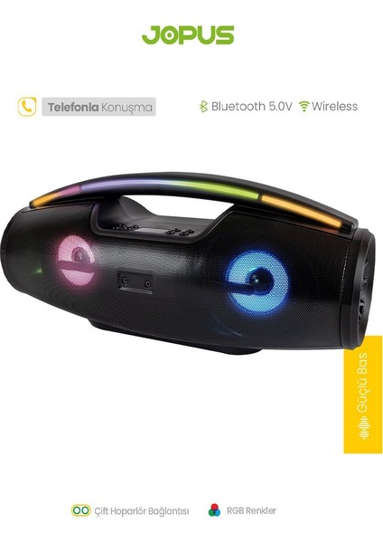 Joibox Major Plus Taşınabilir Bluetooth Hoparlör Fm Radyo Rgb Bt V5.1
