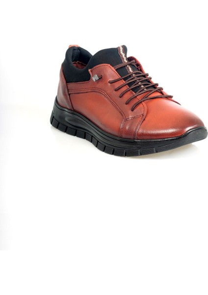 Deri Lastik Bağcıklı Ağzı Streç Lastik Kahverengi Ayakkabı modelleri