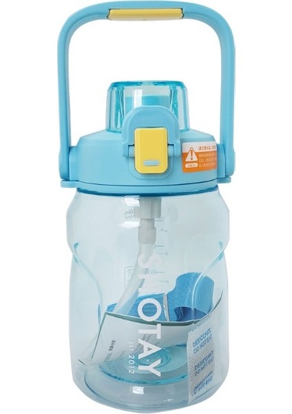 ST-7313 Pipetli Askılı Tritan Matara 1000 ml Mavi