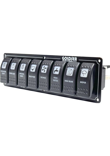 8 Anahtar Swicth Panel Slim Model 12-24V Beyaz Cam Kırmızı Işıklı