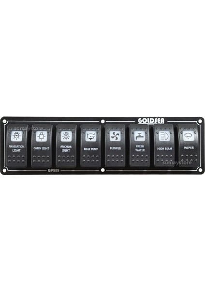 8 Anahtar Swicth Panel Slim Model 12-24V Beyaz Cam Kırmızı Işıklı fırsatları