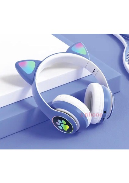 Bluetooth Renkli Işıklı Kulak Üstü Karler Kablosuz Güçlü Ses Bass Müzik Ses Mikrofon Unicorn Çocuk