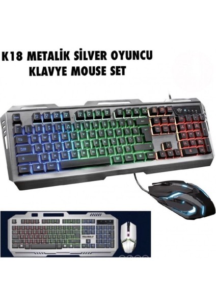 Polygold K-18 PG-8018 Işıklı Oyuncu Klavye Mouse Set X-Drifter