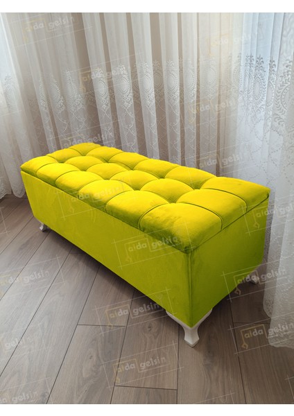 Yeni Model Lüks Çizgi Kapitoneli Sandıklı Puf Bench (120*45)
