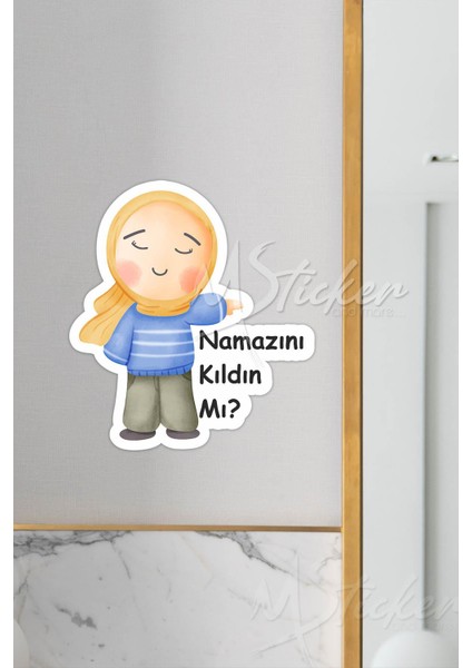 Namazını Kıldın Mı? Sticker, Namaz Kılma Hatırlatıcısı, Sevimli Anne Kız Figürü Namaz Teşviki