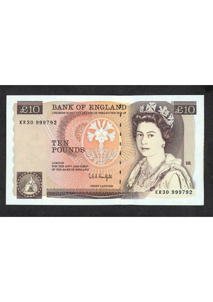 Ingiltere Great Britain 10 Pounds 1991-92 PICK#379F W/ Queen Unc Çil *kraliçe Banknot