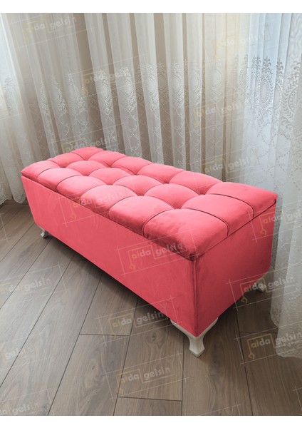 Yeni Model Lüks Çizgi Kapitoneli Sandıklı Puf Bench (100*45)