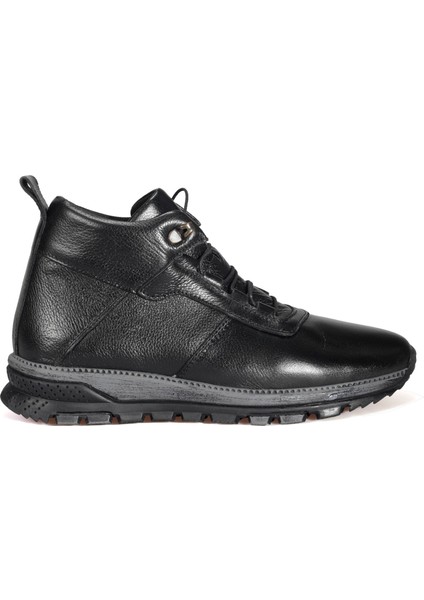 Bordolli Siyah Erkek Casual Deri Bot