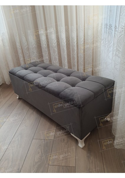 Yeni Model Lüks Çizgi Kapitoneli Sandıklı Puf Bench (100*45)
