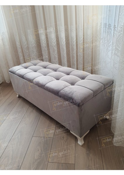 Yeni Model Lüks Çizgi Kapitoneli Sandıklı Puf Bench (100*45)