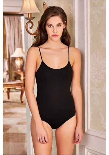 Ip Askılı Siyah Çıtçıtlı Body