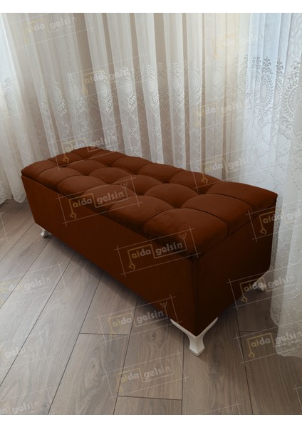 Yeni Model Lüks Çizgi Kapitoneli Sandıklı Puf Bench (100*45)