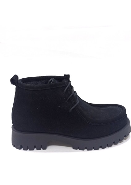 Siyah Deri Kadın Sisley Bot Ayakkabı