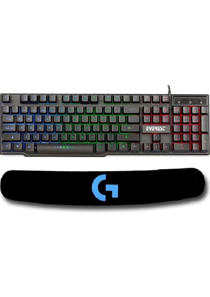 KB-X88 Blast Aydınlatmalı Q Oyuncu Klavyesi + Logitech Bilek Destekli Profesyonel Oyuncu Gaming 70 cm Klavye Altlık Bileklik Pad