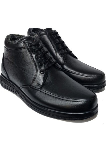 Erkek Deri Içi Kürklü Bağcıklı Fermuarlı Kaymaz Taban Günlük Bot 203
