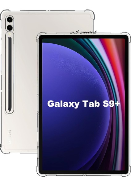 MTK Moveteck Samsung Galaxy Tab S9+ Plus 12.4 2023 Tablet Kılıfı Şok Emici Esnek Tpu Koruyucu Şeffaf Ince Kapak