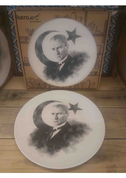 Atatürk Desenli Dekoratif Stand'lı Tabak 26 cm