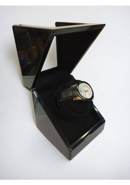 Otomatik Saat Kurma Kutusu, Watch Winder Piano Black Tekli