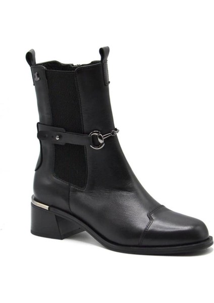 2352402K Topuklu Tokalı Klasik Deri Kadın Bot