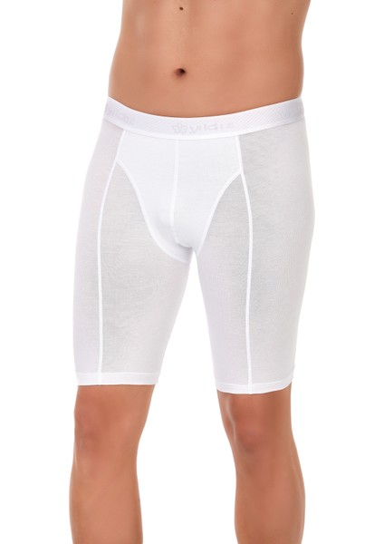 Modal Uzun Erkek Boxer Beyaz 3 Adet