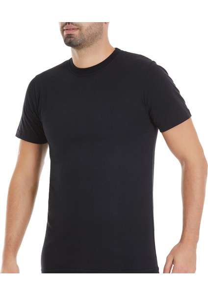 %100 Pamuklu Bisiklet Yaka Erkek Fanila Siyah 3 Adet