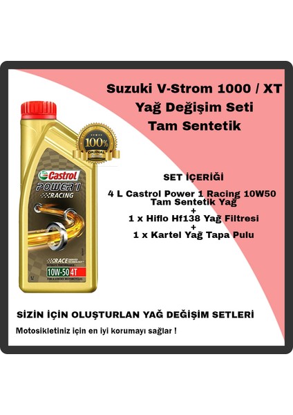 Mag Suzuki Dl 1000 V-Strom / Xt Yağ Değişim Seti Tam Sentetik