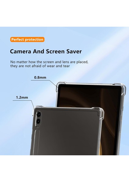Samsung Galaxy Tab S9 Fe + Plus 12.4 Inç Kılıf Darbe Önleyici Anti Shock Şeffaf Silikon Kapak Armor Pp Ultra Slim Sararmaz